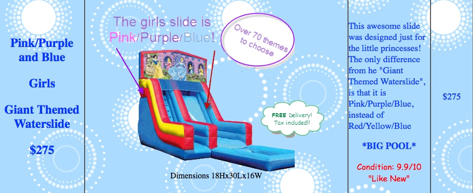 girls inflatable slide prairieville